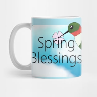 Spring Blessings  - Ruby Throated Hummingbird Illustration Mug